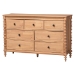 Baxton Studio Neviah 5-Piece Bedroom Set with 2-Drawer Nightstands, King, Beech Brown - BSOMG0267-1-Beech/5702 Rattan-King 5PC Four Poster Bedroom Set