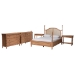 Baxton Studio Neviah 5-Piece Bedroom Set with 1-Drawer Nightstands, King, Beech Brown