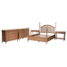 Baxton Studio Neviah 5-Piece Bedroom Set with 1-Drawer Nightstands, King, Beech Brown - BSOEkua-Beech/5702 Rattan-King 5PC Four Poster Bedroom Set