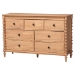Baxton Studio Neviah 5-Piece Bedroom Set with 1-Drawer Nightstands, King, Beech Brown - BSOEkua-Beech/5702 Rattan-King 5PC Four Poster Bedroom Set