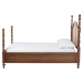 Baxton Studio Neviah Four Poster Bed with Woven Rattan Headboard, Queen, Walnut Brown - BSOMG0267-1-Walnut/5702 Rattan-Queen-Four Poster Bed