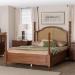 Baxton Studio Neviah Four Poster Bed with Woven Rattan Headboard, Queen, Walnut Brown - BSOMG0267-1-Walnut/5702 Rattan-Queen-Four Poster Bed