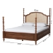 Baxton Studio Neviah Four Poster Bed with Woven Rattan Headboard, Queen, Walnut Brown - BSOMG0267-1-Walnut/5702 Rattan-Queen-Four Poster Bed
