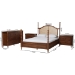 Baxton Studio Neviah 4-Piece Bedroom Set with 2-Drawer Nightstands, King, Walnut Brown - BSOMG0267-1-Walnut/5702 Rattan-King 4PC Four Poster Bedroom Set