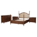 Baxton Studio Neviah 4-Piece Bedroom Set with 2-Drawer Nightstands, King, Walnut Brown - BSOMG0267-1-Walnut/5702 Rattan-King 4PC Four Poster Bedroom Set