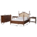 Baxton Studio Neviah 4-Piece Bedroom Set with 1-Drawer Nightstands, King, Walnut Brown - BSOEkua-Walnut/5702 Rattan-King 4PC Four Poster Bedroom Set