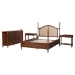 Baxton Studio Neviah 4-Piece Bedroom Set with 1-Drawer Nightstands, King, Walnut Brown - BSOEkua-Walnut/5702 Rattan-King 4PC Four Poster Bedroom Set