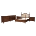 Baxton Studio Neviah 5-Piece Bedroom Set with 2-Drawer Nightstands, Queen, Walnut Brown - BSOMG0267-1-Walnut/5702 Rattan-Queen 5PC Four Poster Bedroom Set