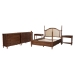 Baxton Studio Neviah 5-Piece Bedroom Set with 1-Drawer Nightstands, King, Walnut Brown - BSOEkua-Walnut/5702 Rattan-King 5PC Four Poster Bedroom Set