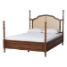 Baxton Studio Neviah 5-Piece Bedroom Set with 1-Drawer Nightstands, King, Walnut Brown - BSOEkua-Walnut/5702 Rattan-King 5PC Four Poster Bedroom Set