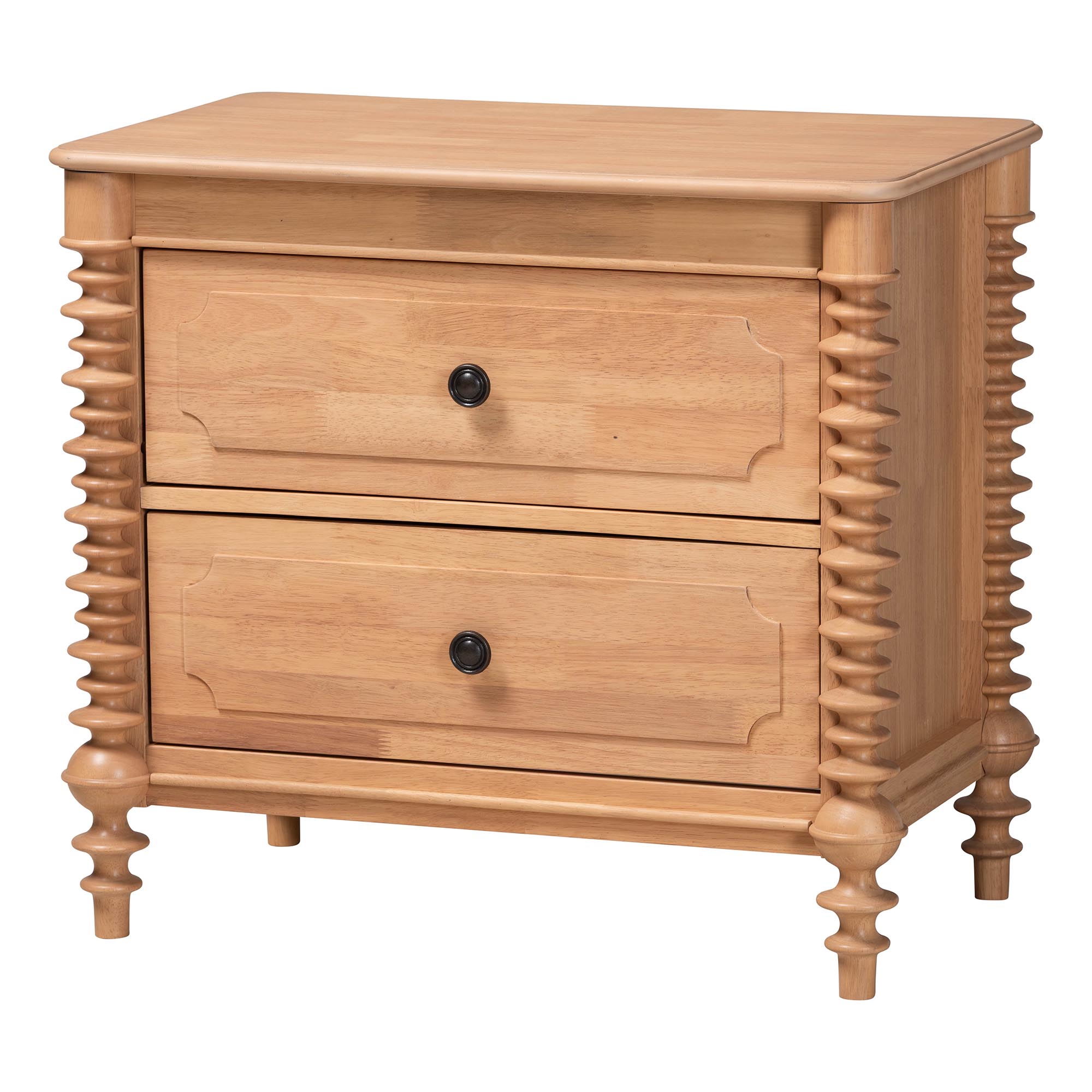 Baxton Studio Neviah 2-Drawer Nightstand, Beech Brown