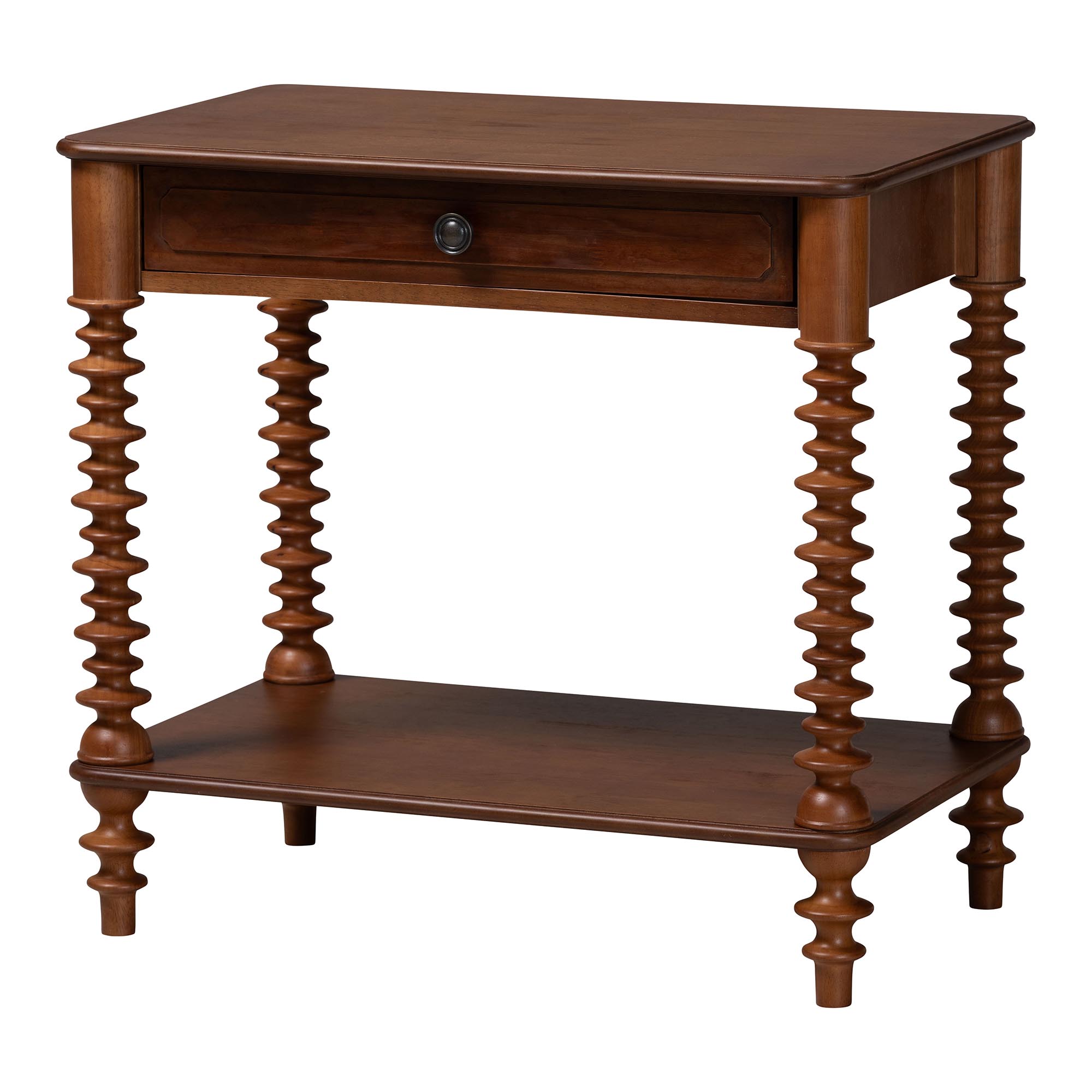 Baxton Studio Neviah 1-Drawer Nightstand, Walnut Brown