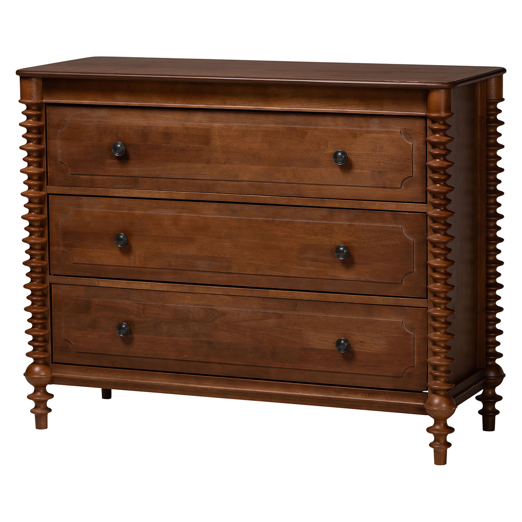 Baxton Studio Neviah 3-Drawer Chest, Walnut Brown