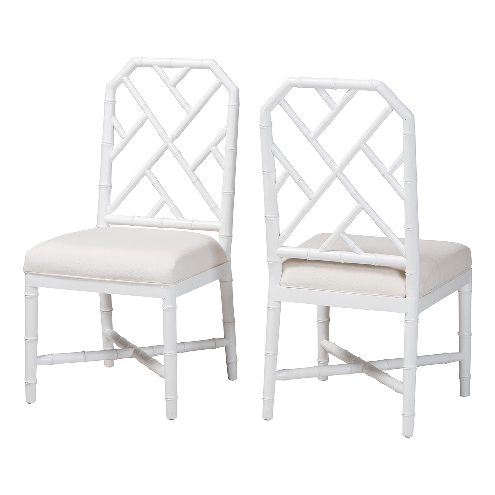 bali & pari Sergio Mahogany Wood 2-Piece Dining Chair Set, White