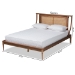 Baxton Studio Jamila Modern Transitional Walnut Brown Finished Wood and Synthetic Rattan Full Size Platform Bed - BSOMG0069-Rattan/Walnut-Full