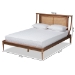 Baxton Studio Jamila Modern Transitional Walnut Brown Finished Wood and Synthetic Rattan Full Size Platform Bed - BSOMG0069-Rattan/Walnut-Full