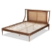 Baxton Studio Jamila Modern Transitional Walnut Brown Finished Wood and Synthetic Rattan Full Size Platform Bed - BSOMG0069-Rattan/Walnut-Full