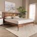 Baxton Studio Jamila Modern Transitional Walnut Brown Finished Wood and Synthetic Rattan Full Size Platform Bed - BSOMG0069-Rattan/Walnut-Full