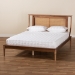 Baxton Studio Jamila Modern Transitional Walnut Brown Finished Wood and Synthetic Rattan Full Size Platform Bed - BSOMG0069-Rattan/Walnut-Full