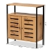Baxton Studio Vander Modern and Contemporary Oak Brown Finished Wood and Black Metal 2-Door Shoe Cabinet - BSOMP007-Wotan Oak-Shoe Cabinet
