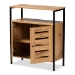 Baxton Studio Vander Modern and Contemporary Oak Brown Finished Wood and Black Metal 2-Door Shoe Cabinet - BSOMP007-Wotan Oak-Shoe Cabinet