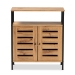Baxton Studio Vander Modern and Contemporary Oak Brown Finished Wood and Black Metal 2-Door Shoe Cabinet - BSOMP007-Wotan Oak-Shoe Cabinet