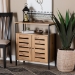 Baxton Studio Vander Modern and Contemporary Oak Brown Finished Wood and Black Metal 2-Door Shoe Cabinet - BSOMP007-Wotan Oak-Shoe Cabinet