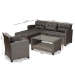 Baxton Studio Darian Modern and Contemporary Grey Fabric Upholstered and Grey Synthetic Rattan 4-Piece Patio Set - BSOMLM-210606-Dark Grey