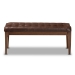 Baxton Studio Walsh Mid-Century Modern Dark Brown Leather-Effect Polyester Fabric Upholstered and Walnut Brown Finished Wood Dining Bench - BSOWM5030-Dark Brown/Walnut