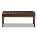 Baxton Studio Walsh Mid-Century Modern Dark Brown Leather-Effect Polyester Fabric Upholstered and Walnut Brown Finished Wood Dining Bench - BSOWM5030-Dark Brown/Walnut