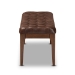 Baxton Studio Walsh Mid-Century Modern Dark Brown Leather-Effect Polyester Fabric Upholstered and Walnut Brown Finished Wood Dining Bench - BSOWM5030-Dark Brown/Walnut
