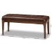 Baxton Studio Walsh Mid-Century Modern Dark Brown Leather-Effect Polyester Fabric Upholstered and Walnut Brown Finished Wood Dining Bench - BSOWM5030-Dark Brown/Walnut