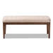 Baxton Studio Walsh Mid-Century Modern Beige Fabric Upholstered and Walnut Brown Finished Wood Dining Bench - BSOWM5030-Latte/Walnut