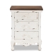 Baxton Studio Levron Classic and Traditional Walnut Brown and Antique White Finished Wood 3-Drawer End Table - BSOJY20B090-Antique White-ET