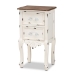 Baxton Studio Levron Classic and Traditional Two-Tone Walnut Brown and Antique White Finished Wood 2-Drawer End Table