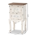 Baxton Studio Levron Classic and Traditional Two-Tone Walnut Brown and Antique White Finished Wood 2-Drawer End Table - BSOJY20B091-Antique White-ET