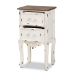 Baxton Studio Levron Classic and Traditional Two-Tone Walnut Brown and Antique White Finished Wood 2-Drawer End Table - BSOJY20B091-Antique White-ET