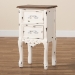 Baxton Studio Levron Classic and Traditional Two-Tone Walnut Brown and Antique White Finished Wood 2-Drawer End Table - BSOJY20B091-Antique White-ET