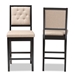 Baxton Studio Gideon Modern and Contemporary Sand Fabric Upholstered and Dark Brown Finished Wood 2-Piece Counter Stool Set - BSORH2083P-Sand/Dark Brown-PC