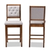 Baxton Studio Gideon Modern and Contemporary Grey Fabric Upholstered and Walnut Brown Finished Wood 2-Piece Counter Stool Set - BSORH2083P-Grey/Walnut-PC