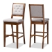 Baxton Studio Gideon Modern and Contemporary Grey Fabric Upholstered and Walnut Brown Finished Wood 2-Piece Bar Stool Set