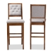Baxton Studio Gideon Modern and Contemporary Grey Fabric Upholstered and Walnut Brown Finished Wood 2-Piece Bar Stool Set - BSORH2083BP-Grey/Walnut-BS