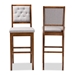 Baxton Studio Gideon Modern and Contemporary Grey Fabric Upholstered and Walnut Brown Finished Wood 2-Piece Bar Stool Set - BSORH2083BP-Grey/Walnut-BS