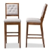 Baxton Studio Gideon Modern and Contemporary Grey Fabric Upholstered and Walnut Brown Finished Wood 2-Piece Bar Stool Set - BSORH2083BP-Grey/Walnut-BS