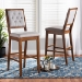 Baxton Studio Gideon Modern and Contemporary Grey Fabric Upholstered and Walnut Brown Finished Wood 2-Piece Bar Stool Set - BSORH2083BP-Grey/Walnut-BS