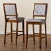 Baxton Studio Gideon Modern and Contemporary Grey Fabric Upholstered and Walnut Brown Finished Wood 2-Piece Bar Stool Set - BSORH2083BP-Grey/Walnut-BS