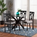 Baxton Studio Luise Modern and Contemporary Grey Fabric Upholstered and Dark Brown Finished Wood 5-Piece Dining Set - BSOLuise-Grey/Dark Brown-5PC Dining Set