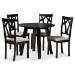 Baxton Studio Derya Modern Transitional Grey Fabric Upholstered and Dark Brown Finished Wood 5-Piece Dining Set