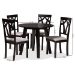 Baxton Studio Derya Modern Transitional Grey Fabric Upholstered and Dark Brown Finished Wood 5-Piece Dining Set - BSODerya-Grey/Dark Brown-5PC Dining Set