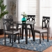 Baxton Studio Derya Modern Transitional Grey Fabric Upholstered and Dark Brown Finished Wood 5-Piece Dining Set - BSODerya-Grey/Dark Brown-5PC Dining Set